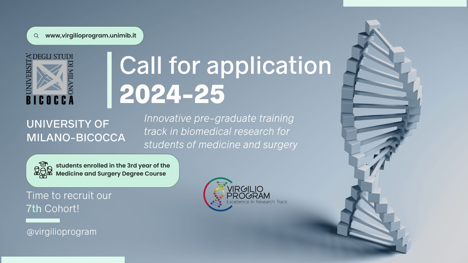 Virgilio Call_24-25_WEB (1600 × 900 px) (1) Virgilio program call for application bando 2024-25 Bicocca